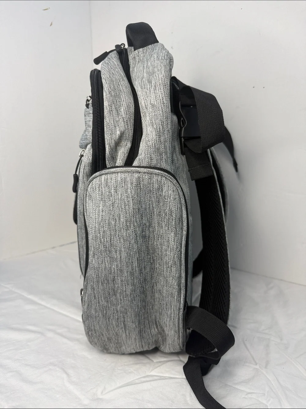 Eddie Bauer Rainier Back Pack Diaper Bag in gray and black.